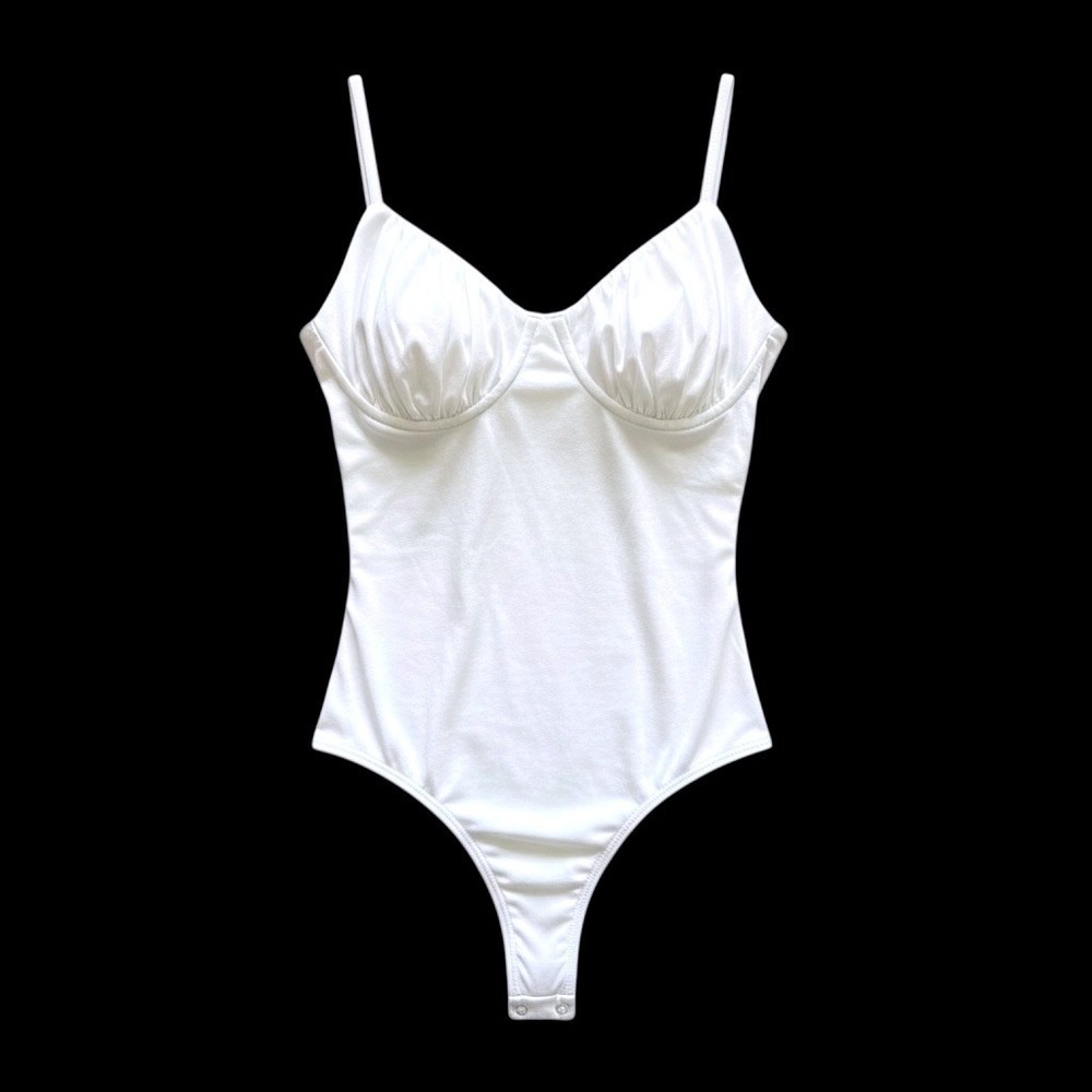 Princess Polly White Ruched Bustier Bodice Bodysuit US 12 Thong Back